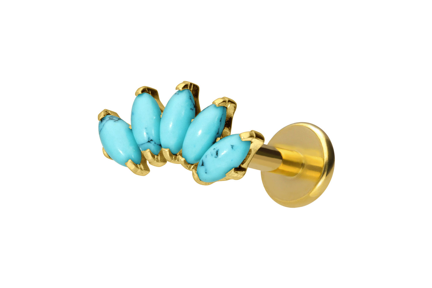 Titan Labret Piercing mit Innengewinde BOGEN + SYNTHETISCHE TÜRKISE